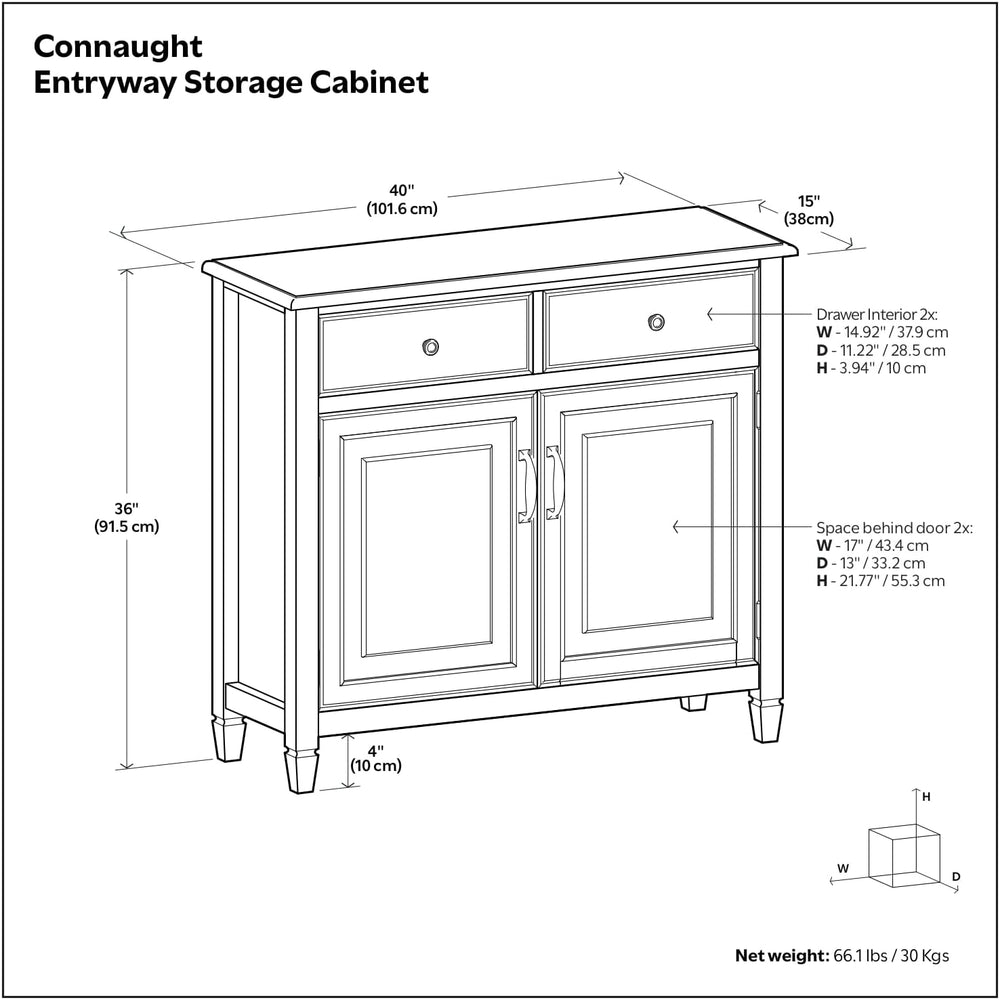SIMPLIHOME Connaught 40" Wide Solid Wood Cabinet in Fog Grey