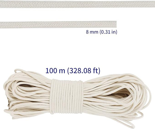 SOUJAP 328 Feet 5/16 Inch Cotton Rope, 8mm Thick Cotton Clothesline Rope - Image 2