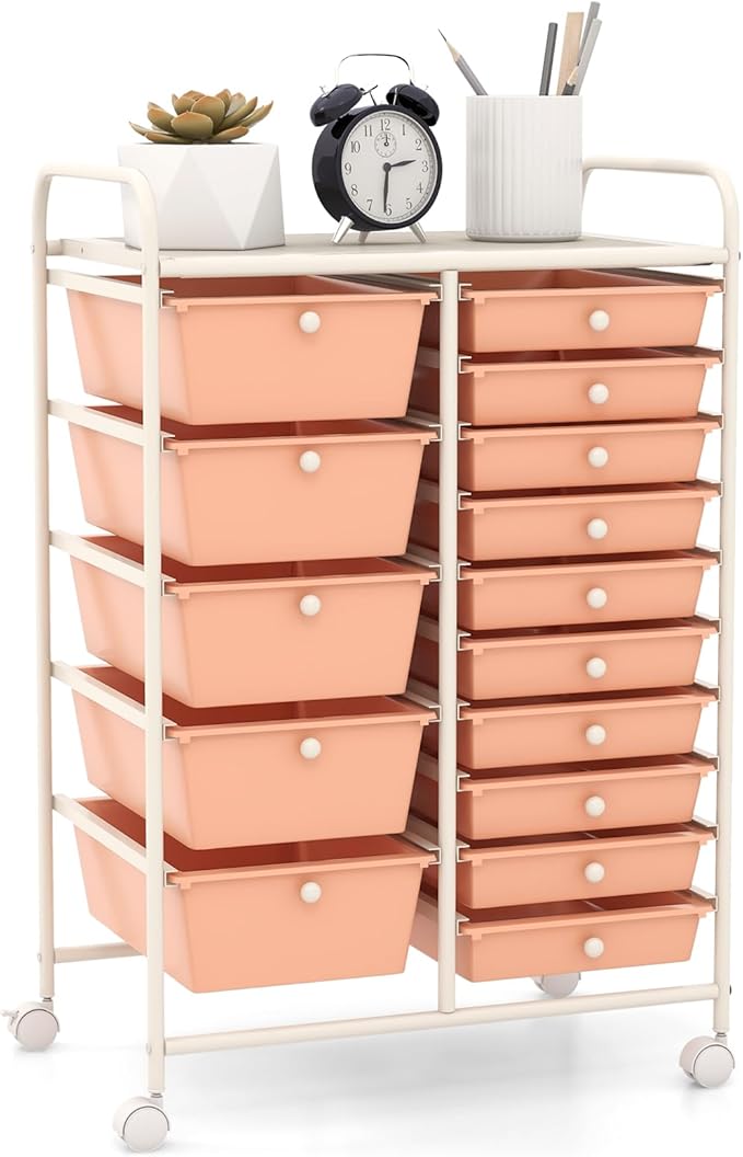 GOFLAME 15-Drawer Rolling Storage Cart, Utility Cart