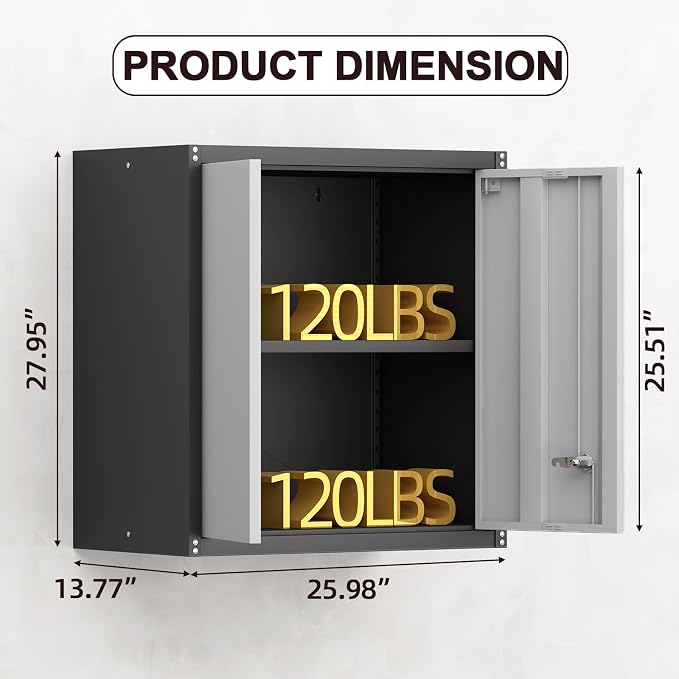 Metal Wall Cabinet, Garage Cabinets Wall Mounted, Locking Storage