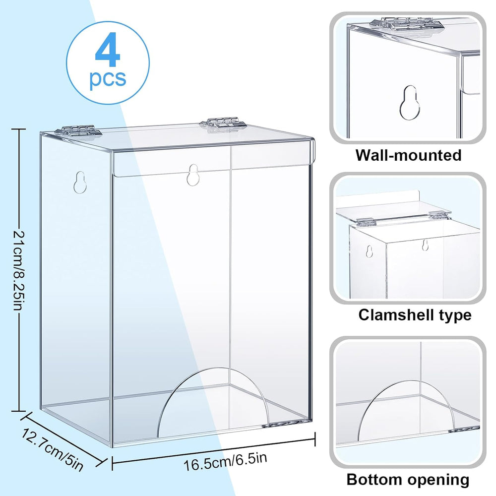 Kathfly 4 Pcs Acrylic Hairnet Dispenser, Wall Mount Acrylic Storage
