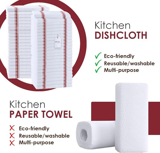 Dish Towels Set Size 15x25 Inch, 100% Cotton Soft & Absorbent Linen Kitchen - Image 2