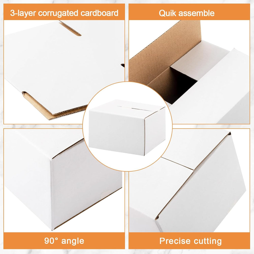 Yeaqee 72 Pcs 7 x 5 x 4 Inch Shipping Boxes for Small Business,White
