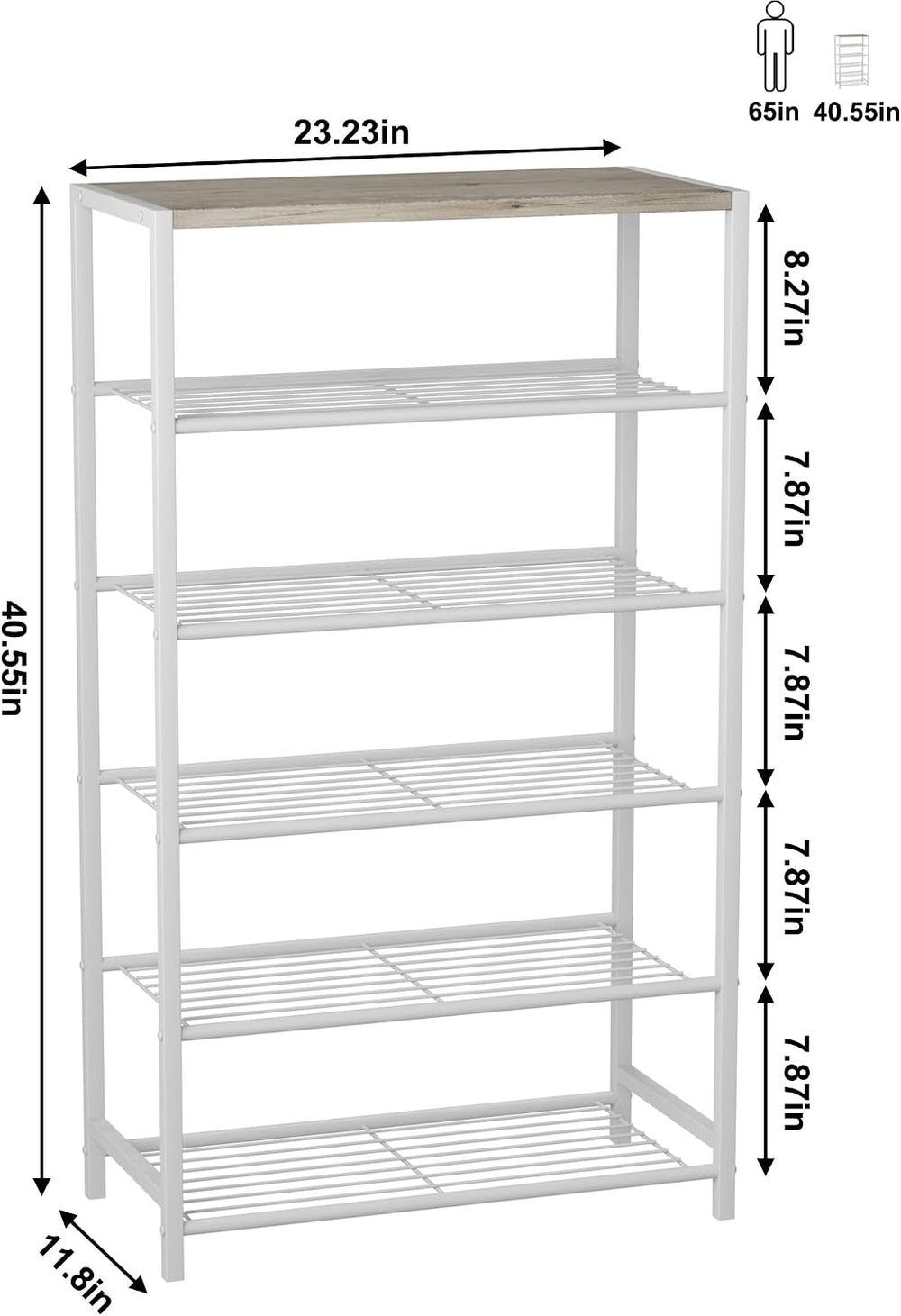 HOMEFORT Shoe Rack 6-Tier, Shoe Storage Shelf, Industrial Shoe Tower, Narrow ...