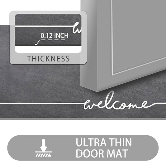 Welcome Mat Indoor, Ultra Thin Door Mat, 1/10 in Thin Door Mats - Image 2