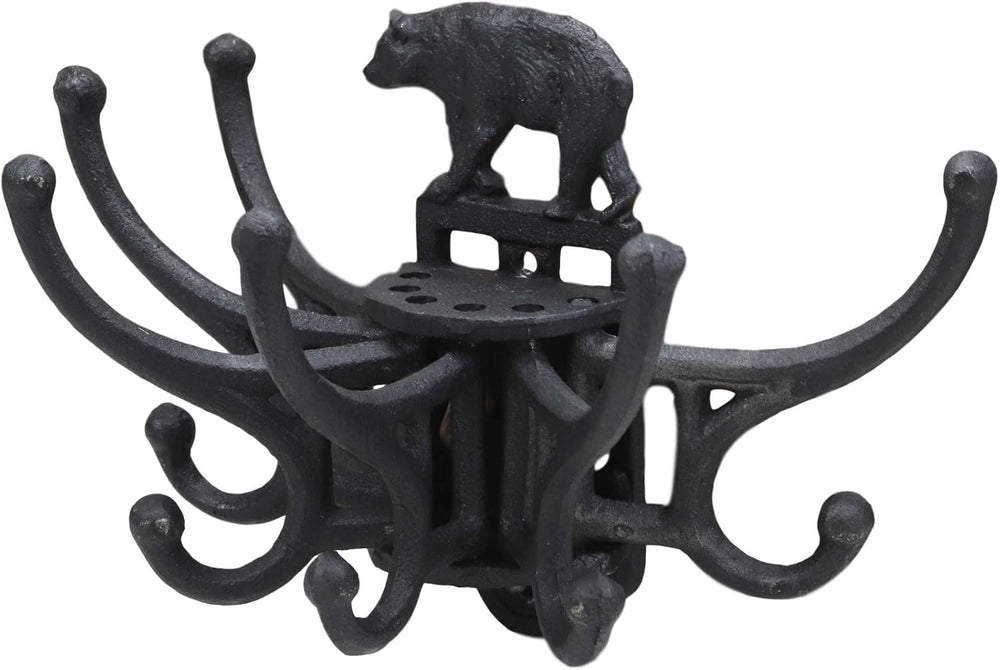 Ebros Cast Iron Rustic Forest Black Bear Free Spinning Movable Hanging Wall H...