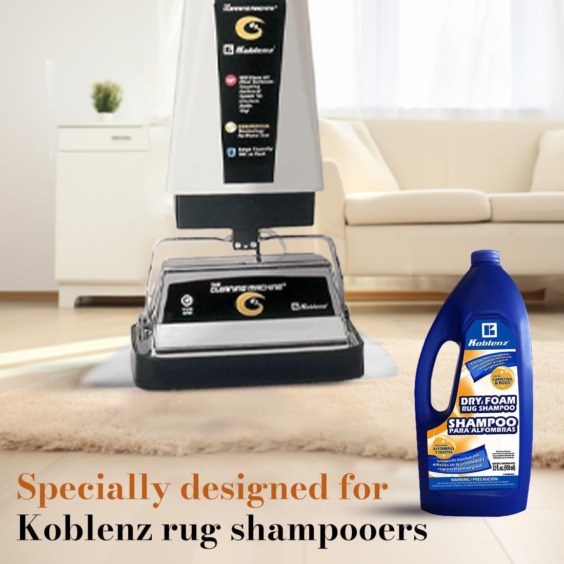 Koblenz 20-0529-6 Dry Foam Rug Shampoo, White, 32-Ounce | White, Powerful Everyday Performance, Easy to Use and Clean, Durable Build for Daily Use, Powerful Motor, Durable Design