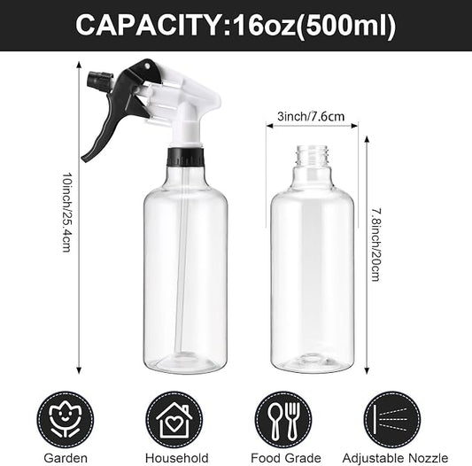 Eccliy 12 Pcs 16 Oz Plastic Spray Bottle, Adjustable Empty Reusable Sprayer - Image 2