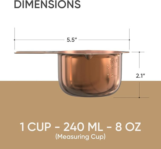 Color Up 1 Cup Measuring Cup – Premium Copper Stainless Steel, Accurate - Image 2