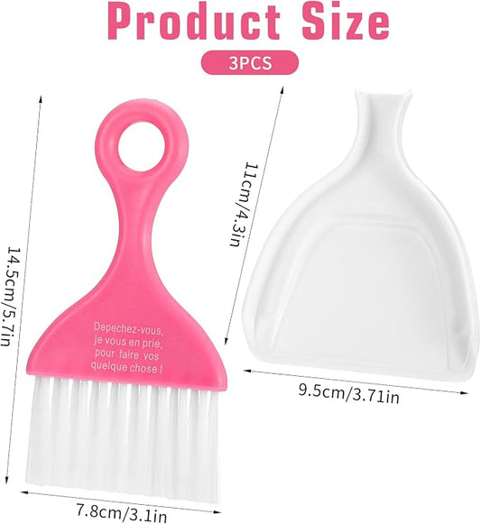 3 Pcs Mini Broom and Dustpan Set, Compact Cleaning Sweep, Mini Broom and Brush - Image 2