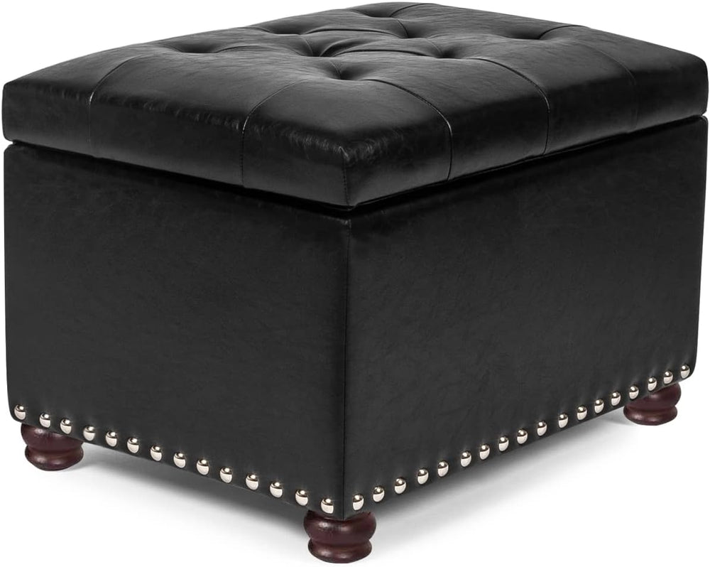 24'' Leather Storage Ottoman Rectangular Foot Rest Stool