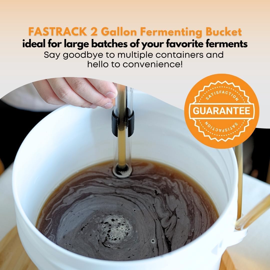 FastRack 2 Gallon Fermentation Bucket with Lid, Grommet & twin bubble airlock (3 Pack)|HDPE Brew Bucket with Handle & Grommeted Lid |BPA-Free Fermenter Ideal for Beer, Wine, Mead, Cider & Food Storage