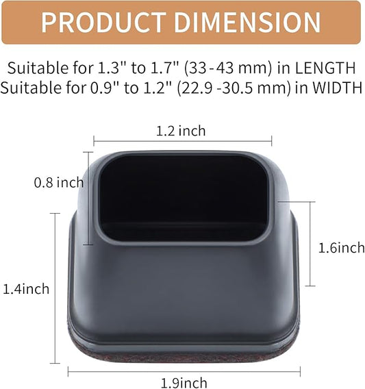 Ezprotekt 8 Pcs Rectangle Black Silicone Chair Leg Floor Protectors - Image 2