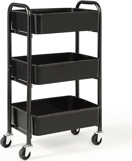 SunnyPoint 3-Tier Delicate Compact Rolling Metal Storage Organizer - Image 2