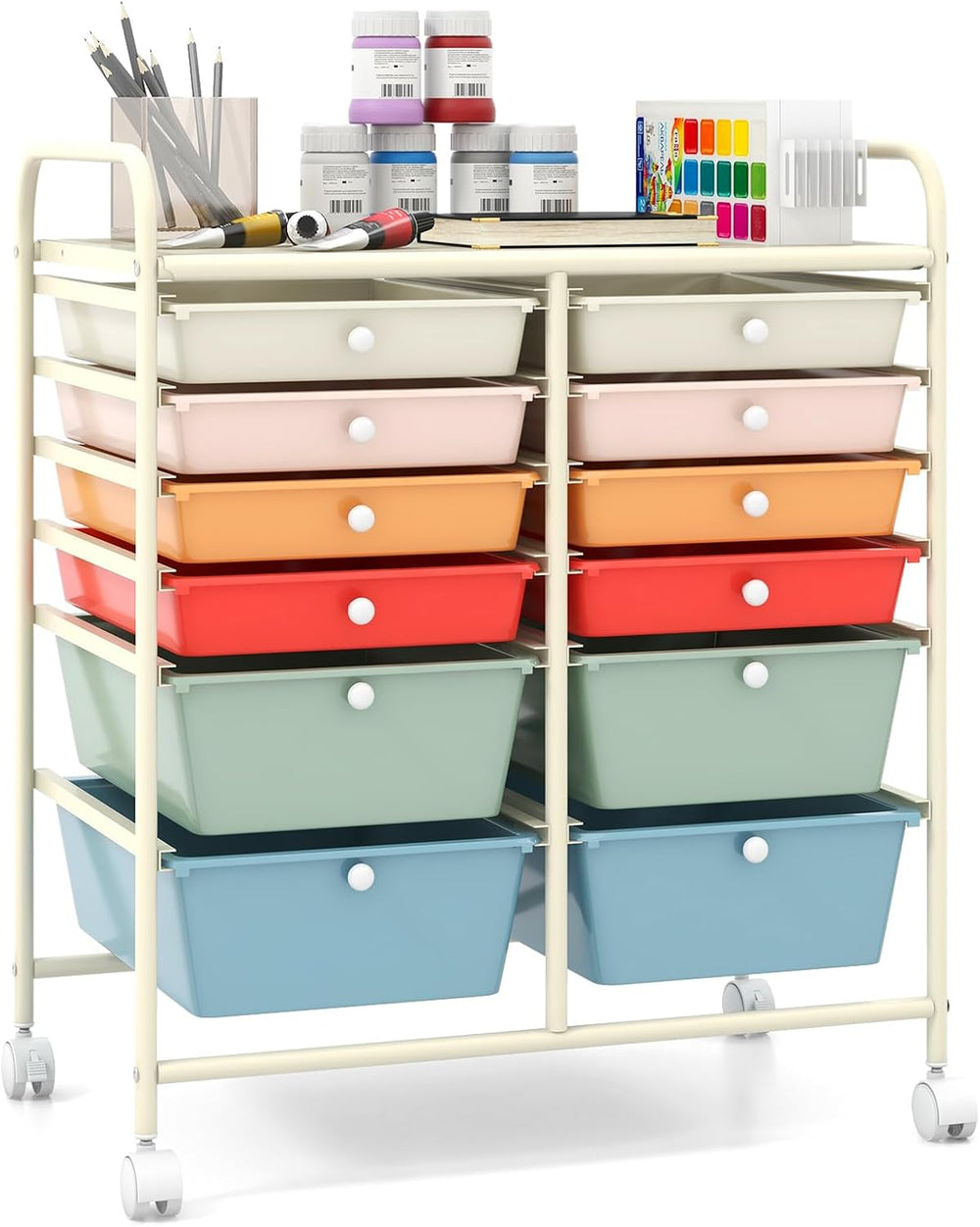 Giantex 12 Drawer Rolling Storage Cart Tools Scrapbook Paper Office School Or...
