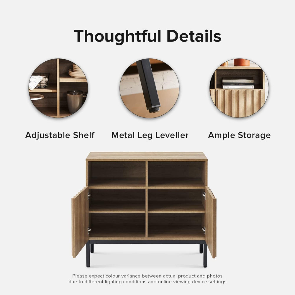 mopio Norwin Storage Cabinet, Sturdy Modern Rustic Industrial Buffet Sideboar...