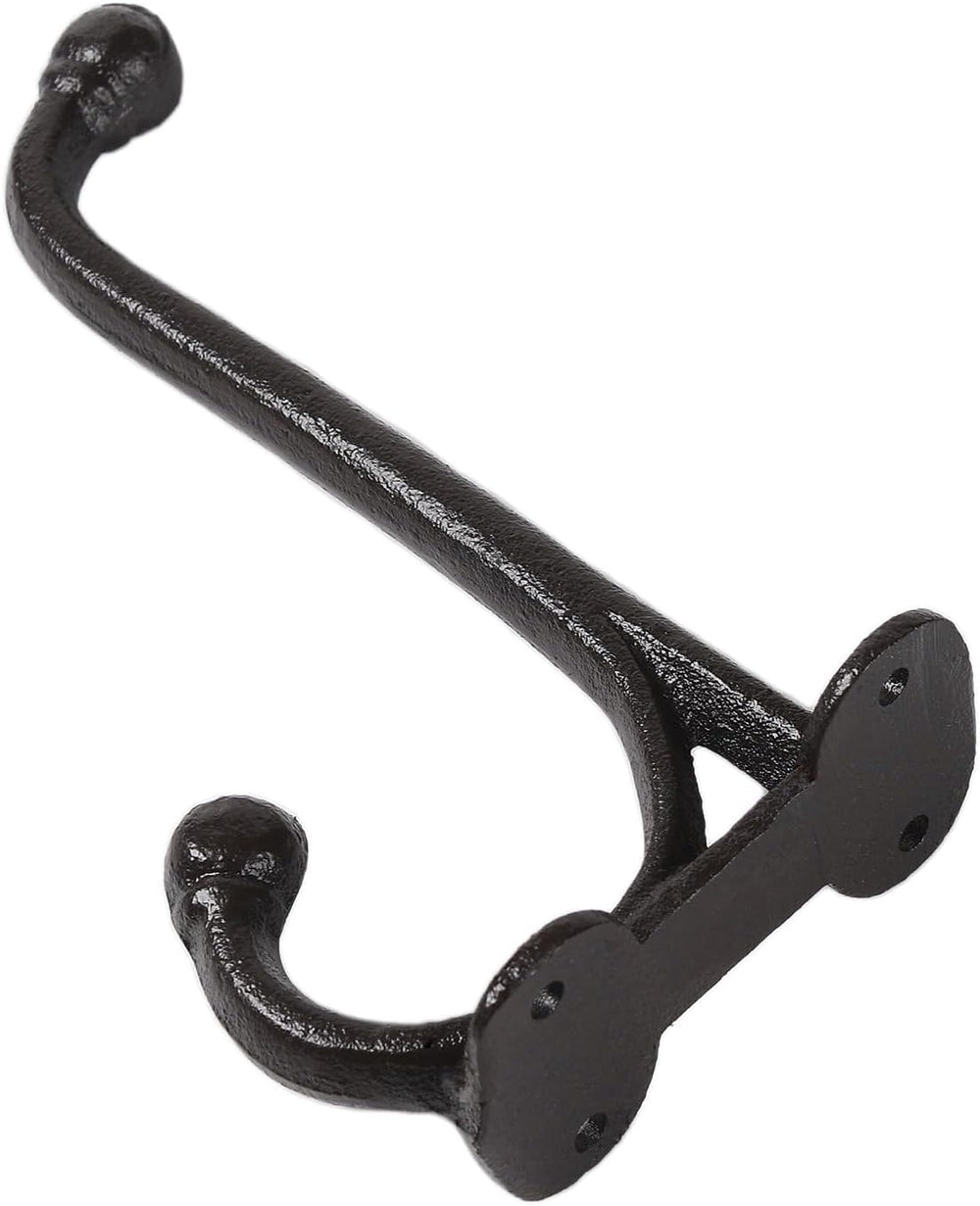 BRASSTAR Cast Iron Simple Straight Double Hooks Hanging for Coats, Bags, Hats...