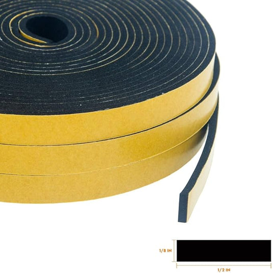 Foam Seal Tape 3-Pack, 1/2 Inch Wide X 1/8 Inch Thick, Neoprene Rubber Weather - Image 2