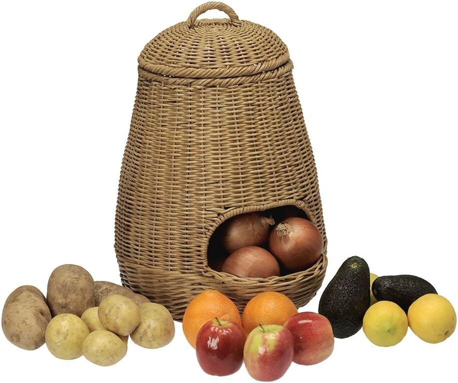 KOUBOO Wicker Potato Storage Basket with Lid, Kitchen Organizer Large Brown