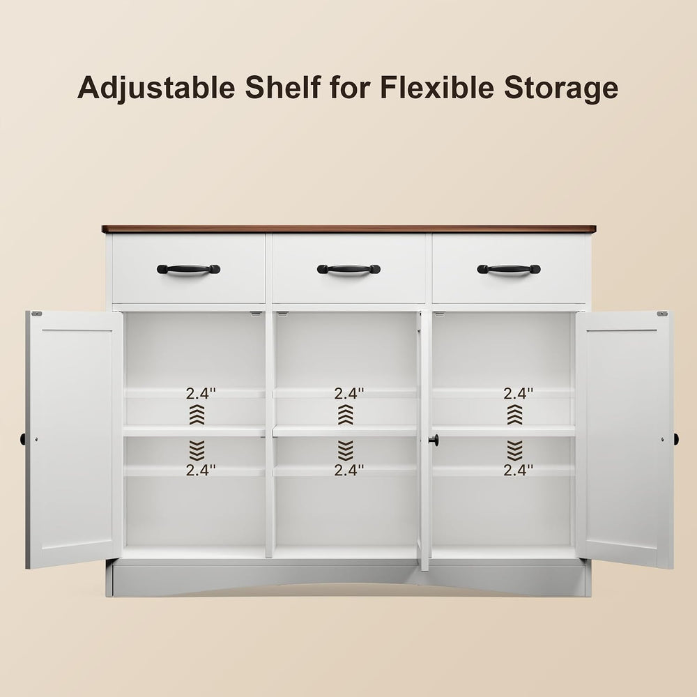 Gizoon Farmhouse Sideboard Buffet Cabinet with 3 Drawers & Barn Doors