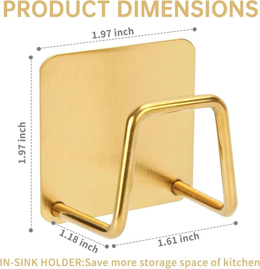 2Pcs Adhesive Sponge Holder for Kitchen Sink Essentials, Stainless Steel Dish - Image 2