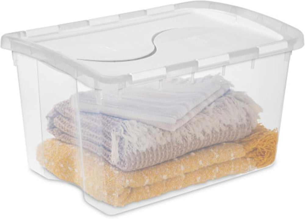 Sterilite 48 Qt Hinged Lid Storage Box, Stackable Bin with Lid, Plastic Conta...