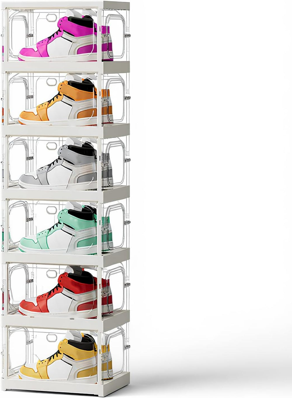 X-Large Sturdy Foldable Shoe Rack Sneaker Container Clear Plastic Stackable S...