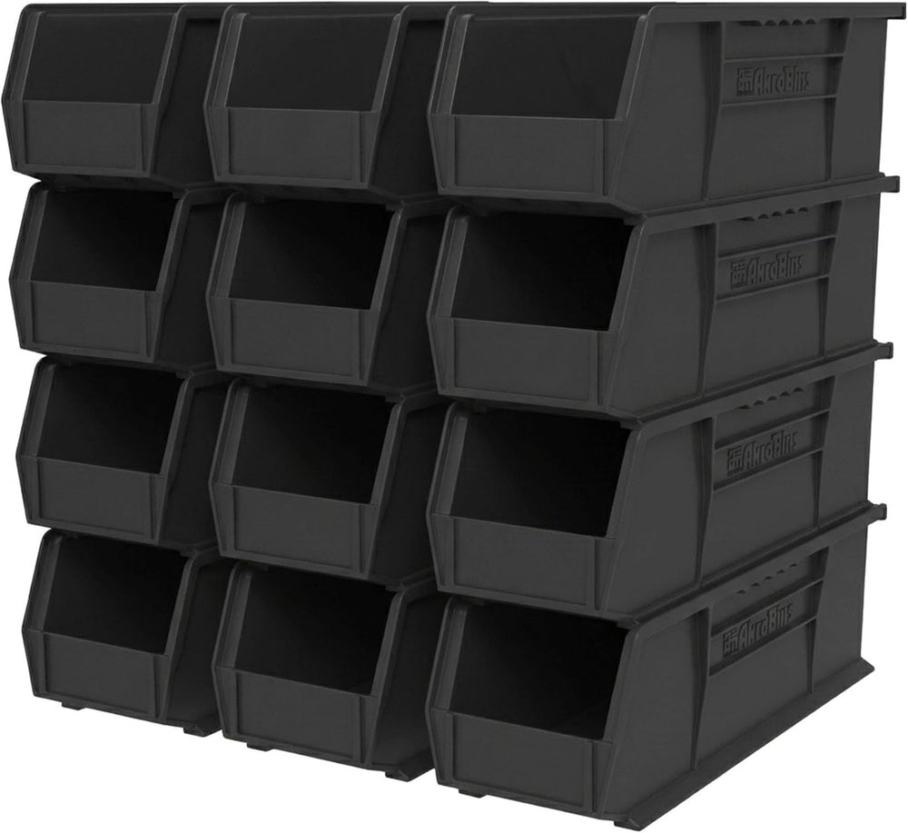 Akro-Mils 30234 AkroBins Plastic Storage Bins, 15"x5"x5", Blac...
