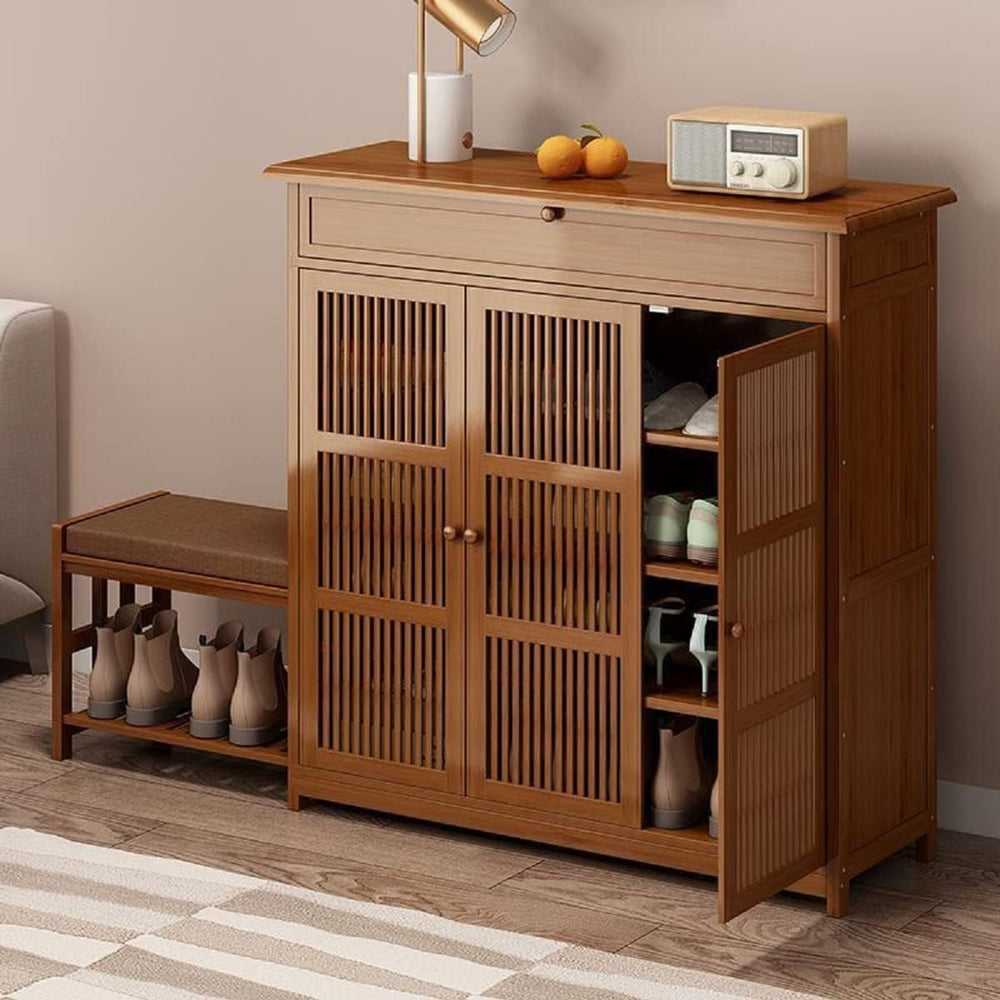 Gdrasuya10 Bamboo Shoe Storage Cabinet Organizer, Shoe Cabinet for Entryway 4...