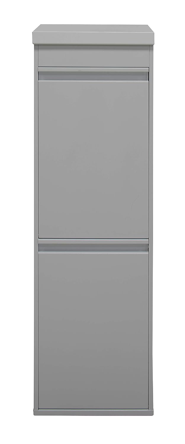 ARREGUI Top CR222-B Steel Recycling Bin with Lid and Top Tray, Multi-Use, Light Grey, 97.5 x 30.6 x 24.5 cm