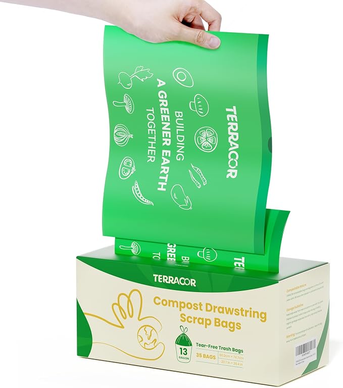 13 Gallon Compostable Trash Bags Liners Drawstring, Heavy Duty Extra Thick 1 Mil - Image 7