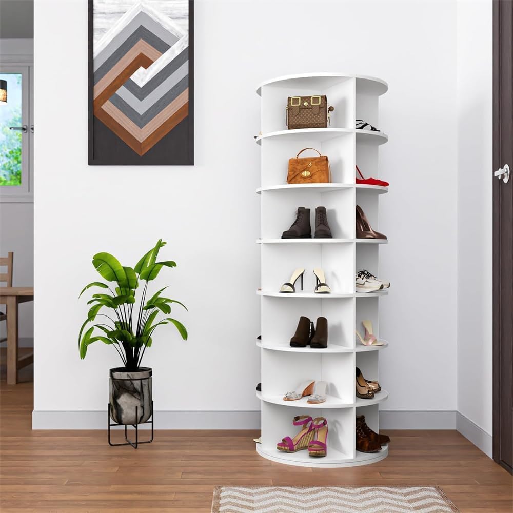 Shoe Organizer 7-Tier Spinning Shoe Rack - 360° Rotating Storage Organizer fo...