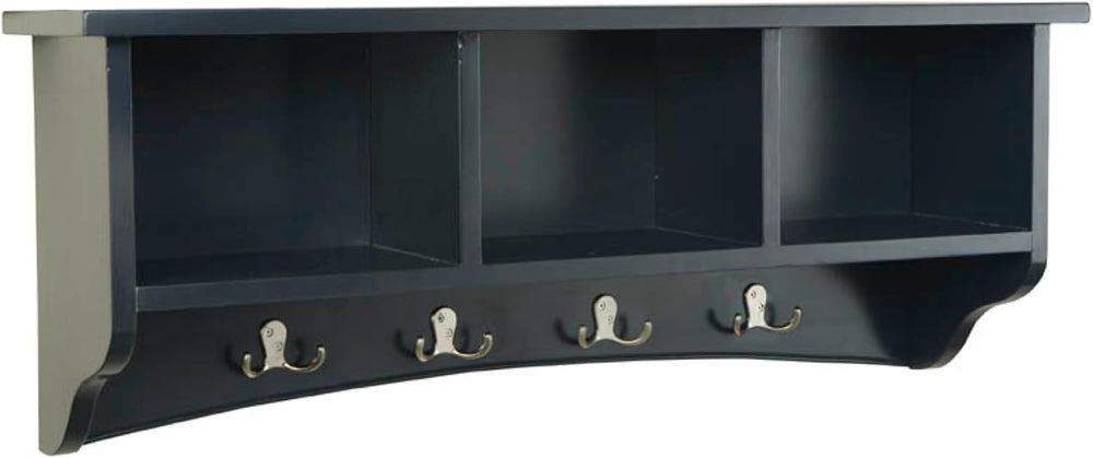 Shaker Cottage Wall-Mounted Coat Rack with 3 Storage Cubbies and 4 Coat Hooks...