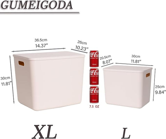 Plastic Storage Bins with lids, Storage Baskets, Container with handle - Image 2