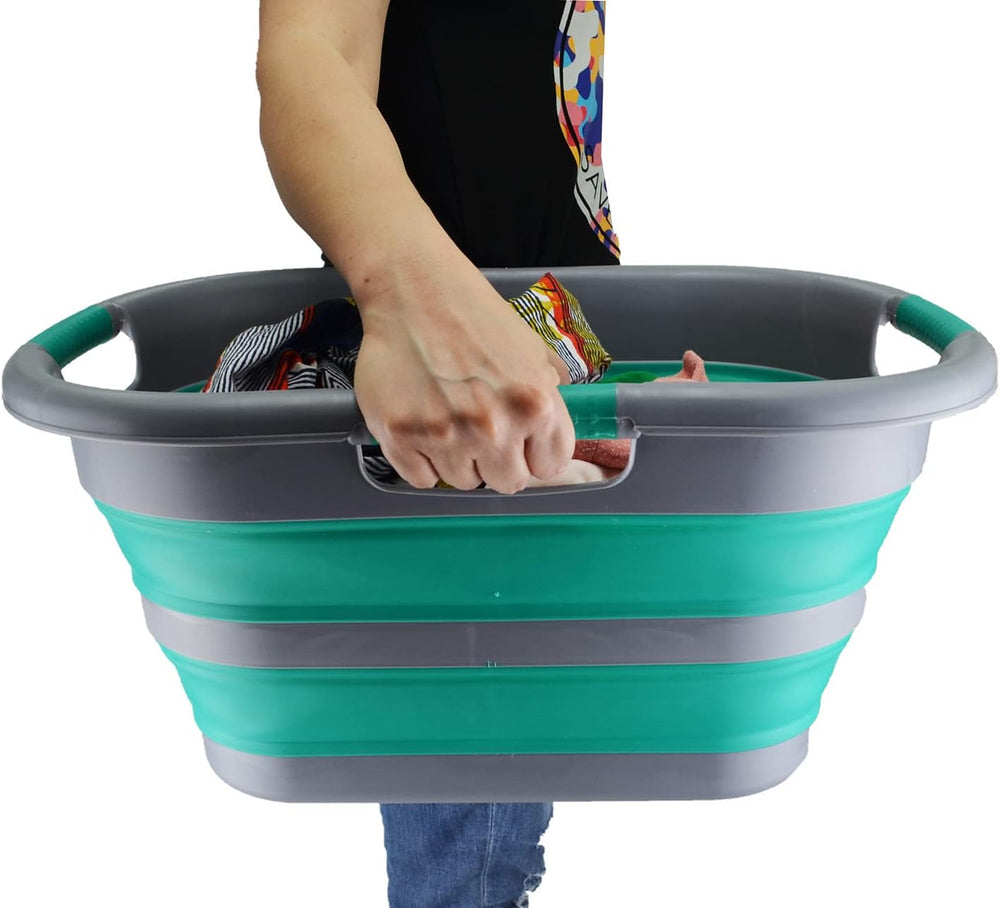 SAMMART 30L (7.9 gallon) Collapsible Plastic Laundry Basket - Foldable Pop Up...