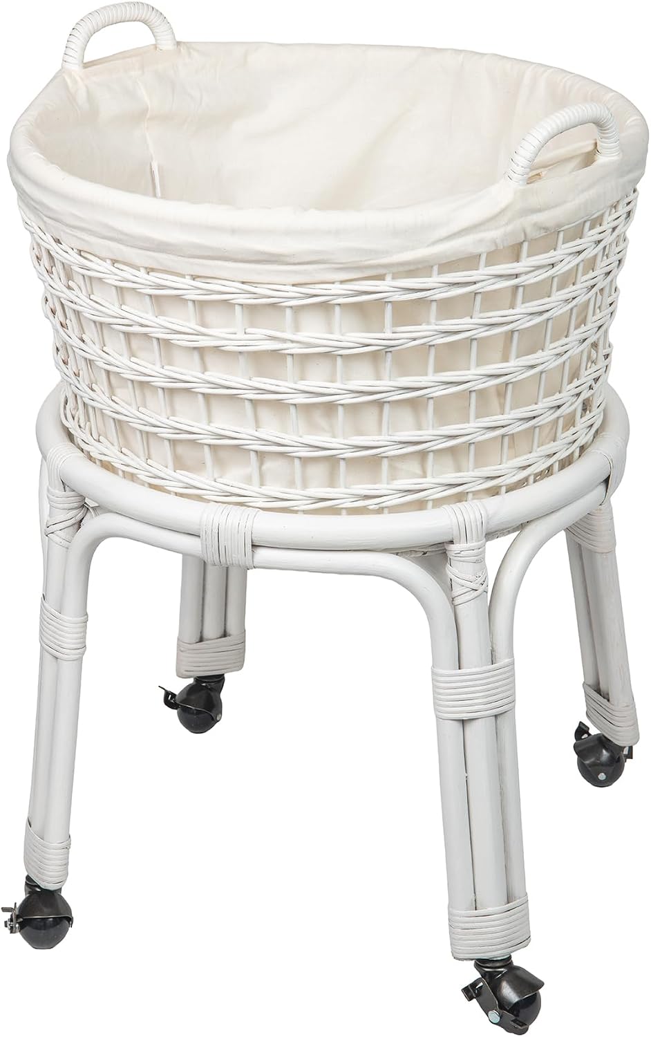 KOUBOO Rolling Wicker Laundry Basket, Handwoven Wicker Hamper with Removable ...