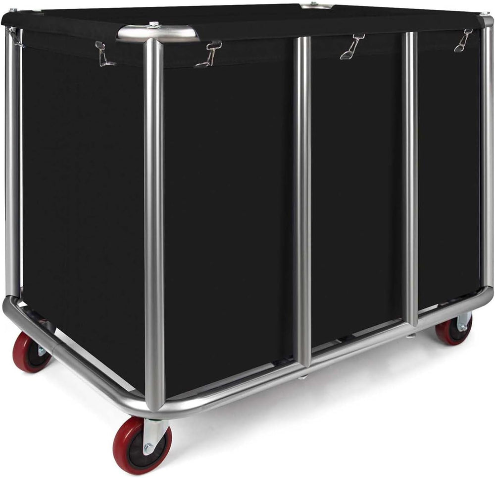 Commercial Laundry Cart with Wheels, 470L Industrial Rolling Laundry Basket, ...