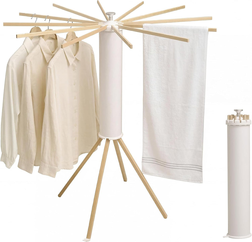 4 Legs Clothes Drying Rack, Foldable Laundry Rack with 12 Rotating Arms, Spac...