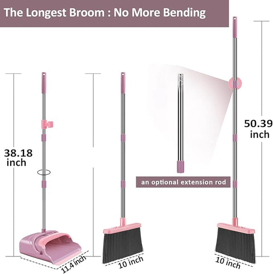 kelamayi Broom and Dustpan Set for Home, Indoor&Outdoor Sweeping, Stand Up - Image 2