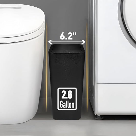 TIPGO Bathroom Trash Can with Lid, 10 Liter/ 2.6 Gallon Slim Garbage Can - Image 2