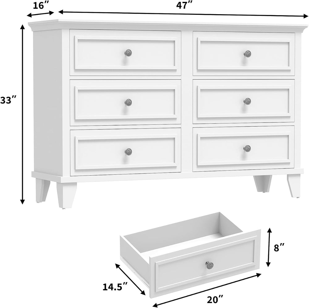 GAOMON Dresser for Bedroom, 6 Drawer Wide Dresser Storage Organizer, Modern W...
