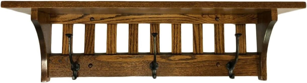 Rustic Red Door Co. Mission Style Coat Rack Wall Mounted with Shelf, Entryway...