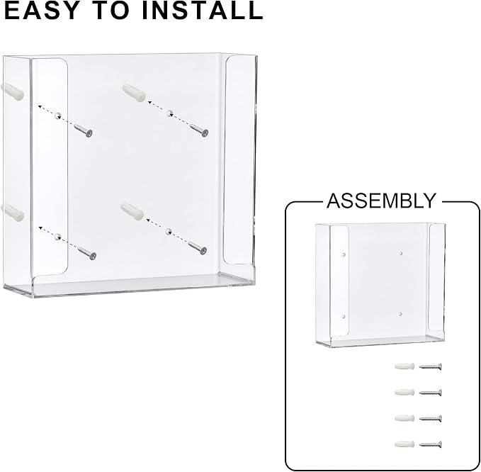 Amazing Abby Acrylic Glove Box Holder, Wall-Mounted Glove Dispenser, Floating - Image 6
