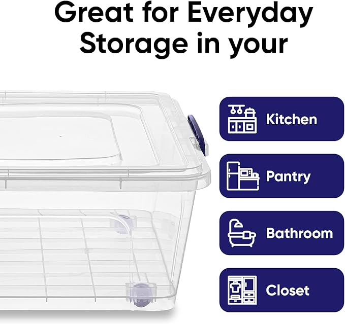 Superio Storage Bins with Lids, Stackable Totes, BPA Free, Odor Free, Organizer
