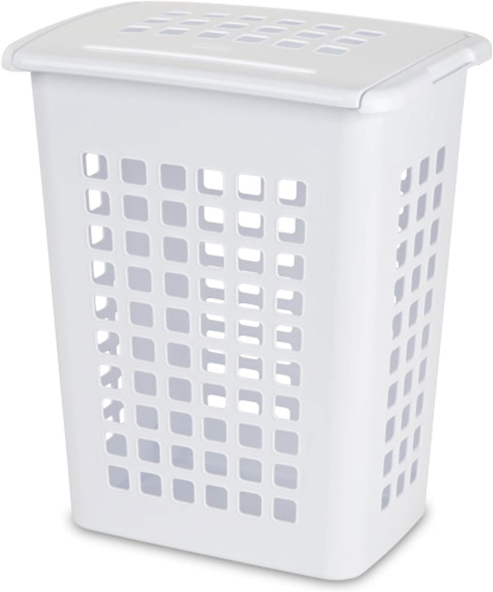 Sterilite Rectangular LiftTop Laundry Hamper with Lid, Handles to Easily Carr...