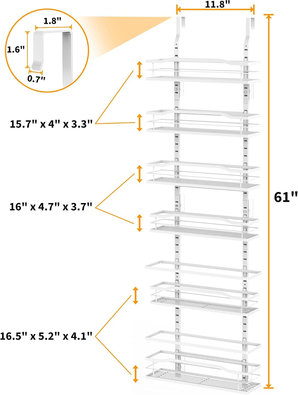 Moforoco White 6-Tier Over Door Pantry Organizer, Pantry Organization Storage...