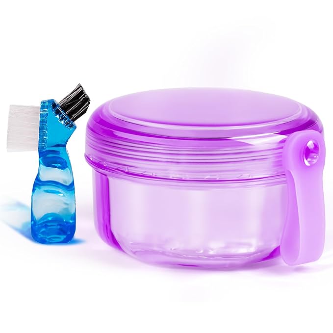 Leak Proof Purple Denture Cups for Soaking Dentures, Partial Denture Bath Case - Image 9