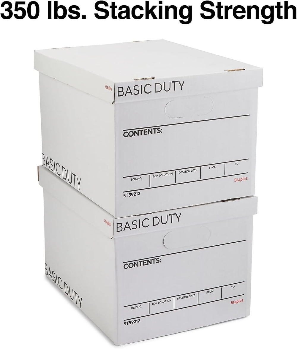 STAPLES Storage & Filing Box, Basic-Duty with Handles & Removeable Li...