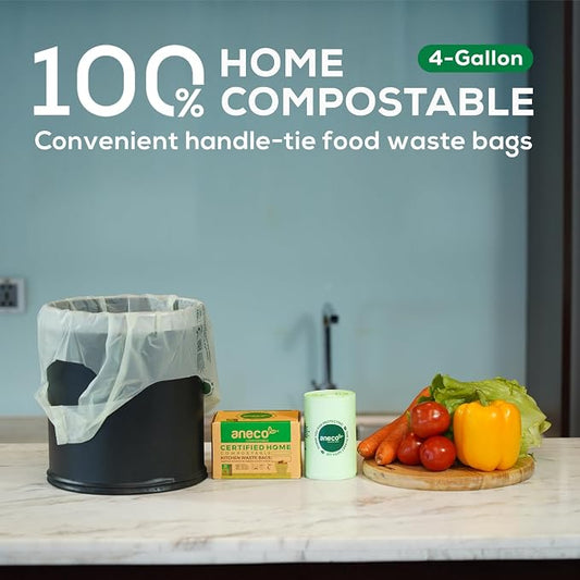 ANECO 4 Gallon Compostable Food Waste Bags - Image 2