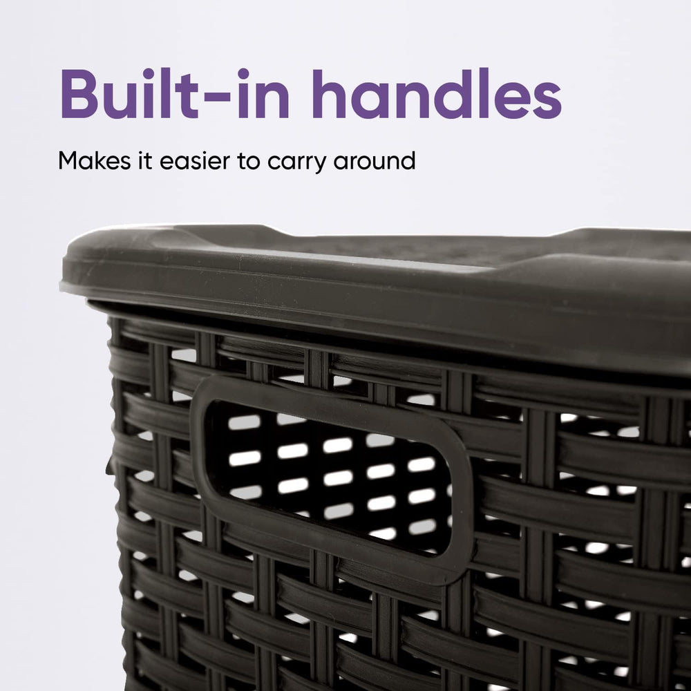 Plastic Laundry Hamper with Lid 3 Pack Laundry Hamper Basket, Brown Tall Clot...